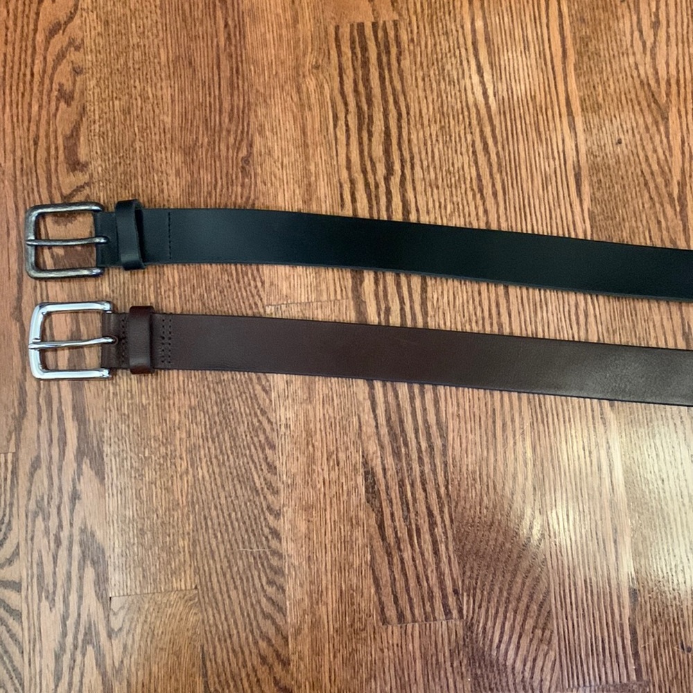 (2) Mens size 38 Black & Brown Genuine leather belts